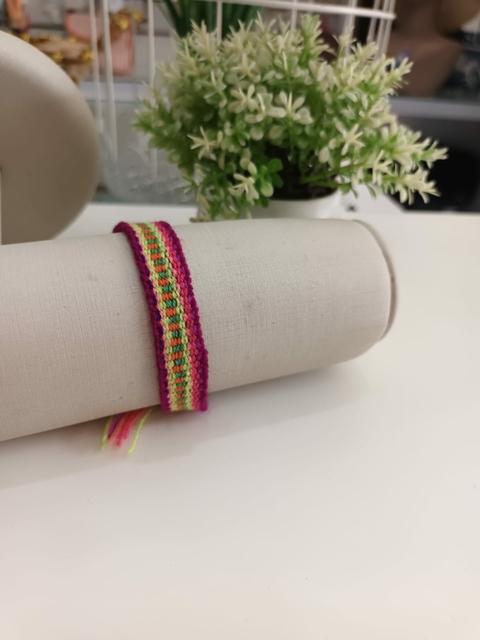 Pulseira Colorida Roxa Rosa Verde