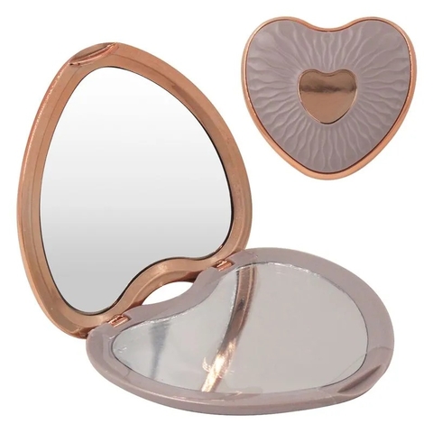 Espelho De Bolso Quadrado Em Vidro - Cinza e Rosé