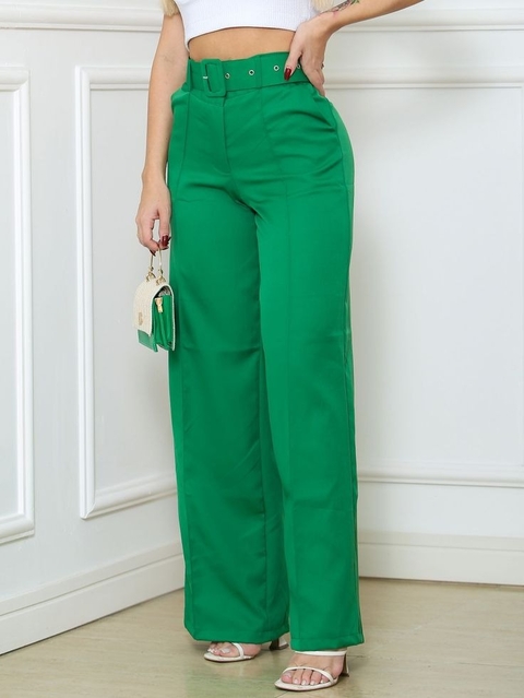 Calça Alfaiataria Flare Cinto - Verde