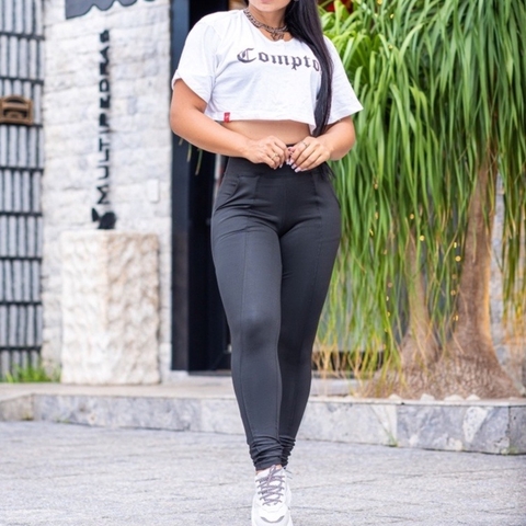 Calça Legging Flanelada Montaria Lisa - Preta