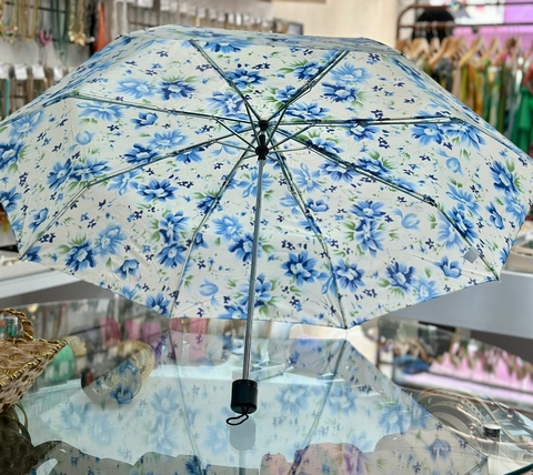 Sombrinha Estampada Floral Azul