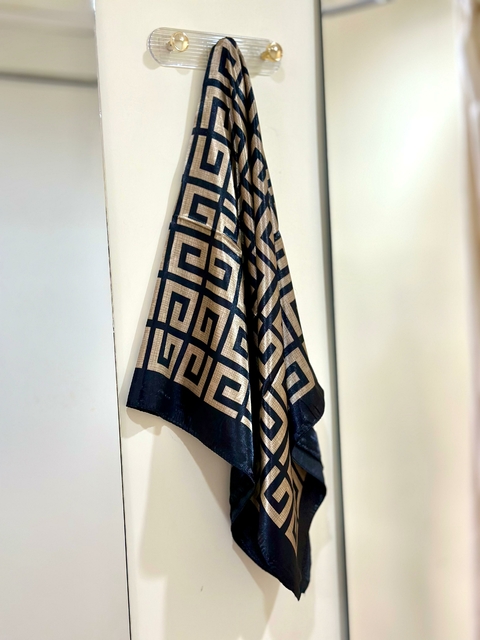 Lenço de Seda Estampado - Marrom 6911