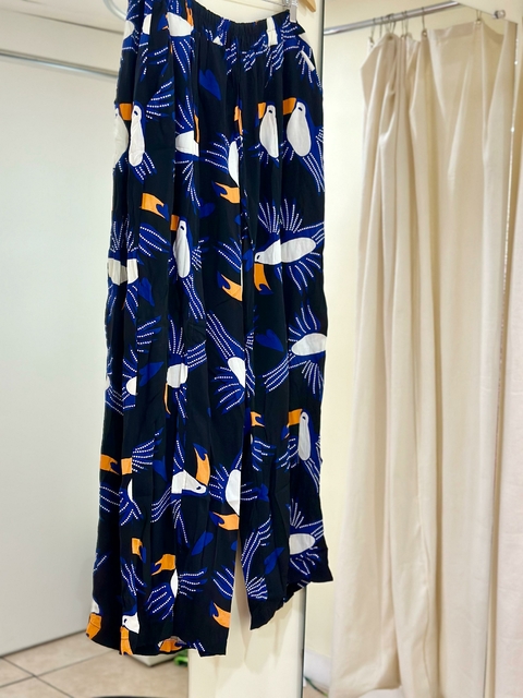 Calça Pantalona Plus Size Inspiração Farm - Azul 6086