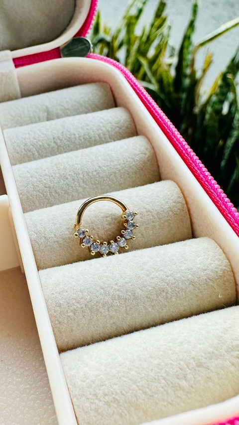 Piercing SemiJoia Dourado Argolinha Zircônia