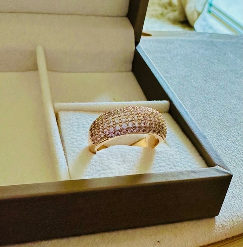 Anel Dourado Cravejado Cristal - 2385