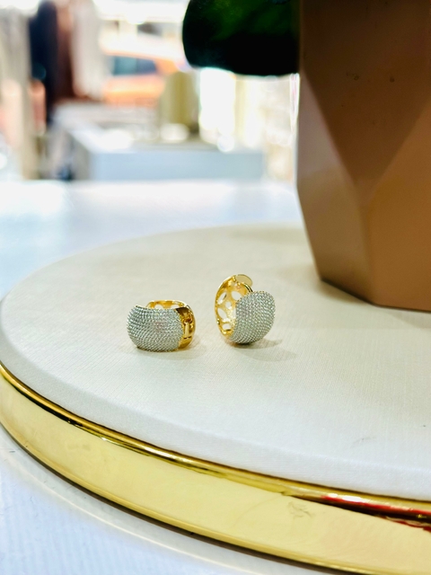 Brinco SemiJoia Dourado Argola Bordada - 6976