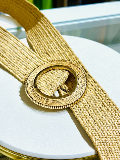 Cinto Palha Ecológica Elástico Fivela Redonda - 5977