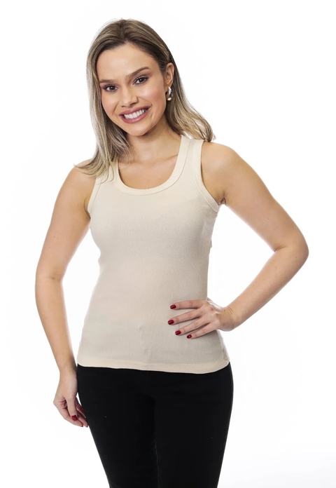 Blusa Regata Ribana Canelada Crocker - Areia 4212