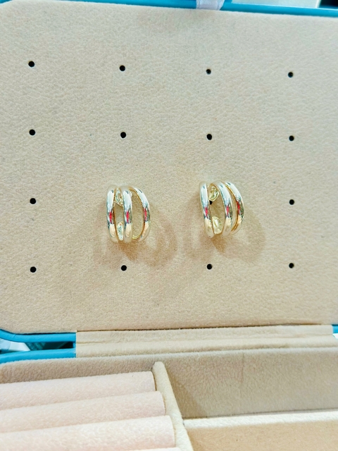 Brinco SemiJoia Prata Três Argola