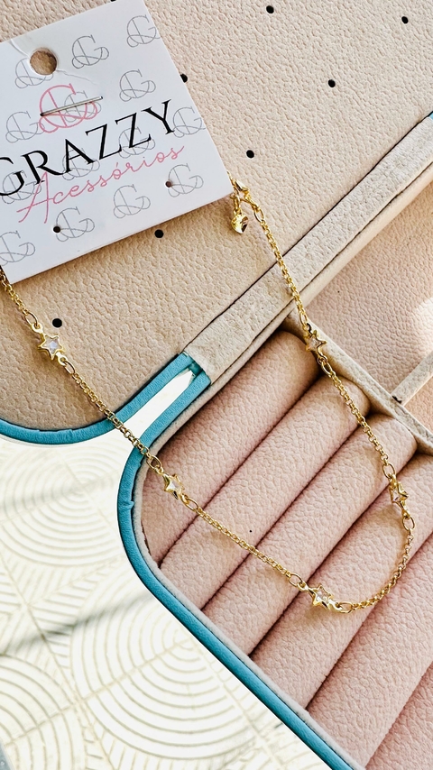 Tornozeleira Dourada Estrela Cristal - 3857