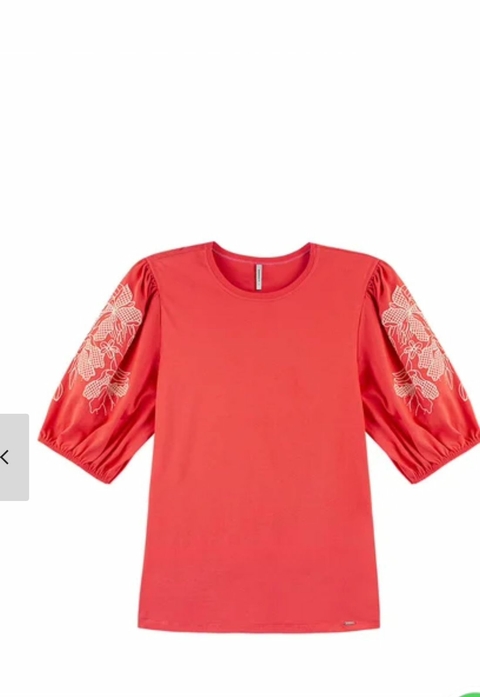 Blusa Manga Bordada - Rosa 7022