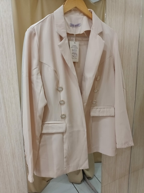 Blazer Aberto Botões Parolados - Bege