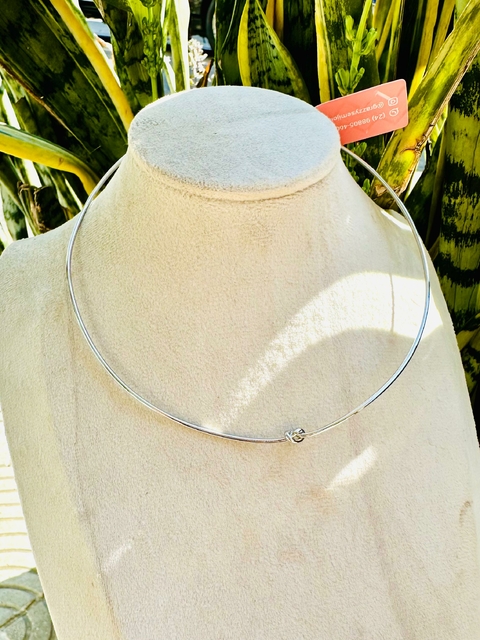 Choker Gargantilha Colar Prata Aro Lisa Nó