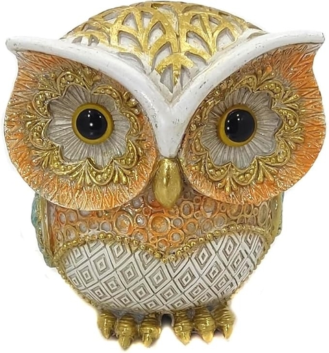 Coruja Decorativa em Resina Youbai - Laranja 4952