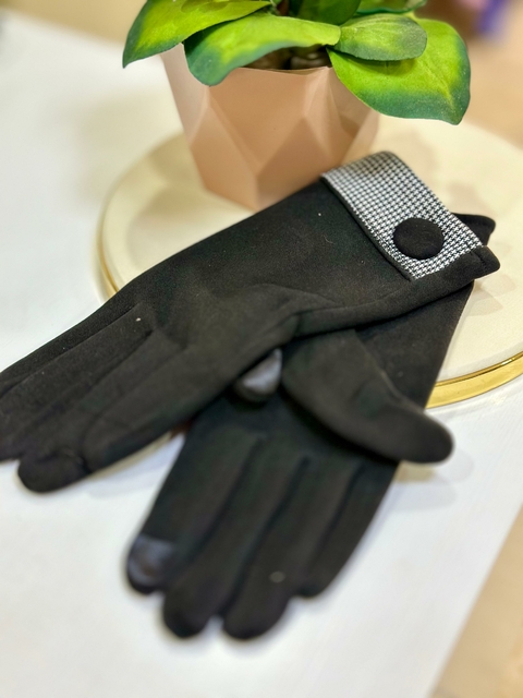 Luva Xadrez Botão - Preta 6888