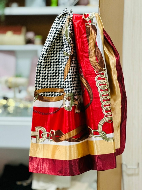 Lenço de Seda Estampado - Vinho 5269