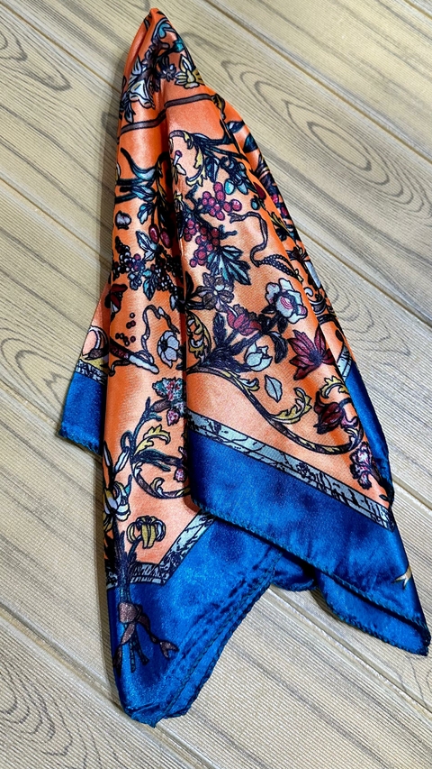 Lenço de Seda Estampado - Laranja 6925