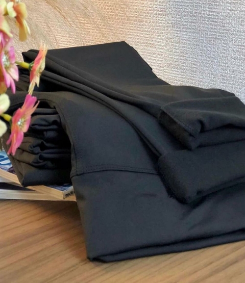 Calça Legging Flanelada Lisa - Preta