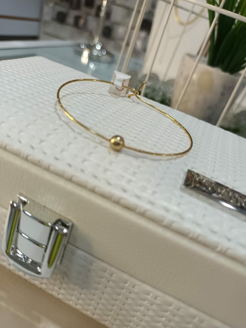 Bracelete Dourado Bolinha Solitária