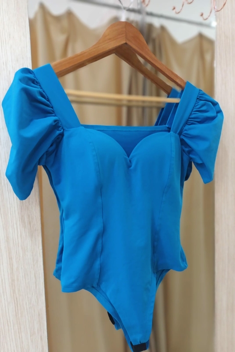 Body Poliamida Manga Princesa - Azul