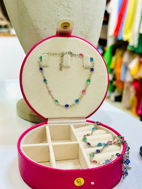 Pulseira Prata Folheado Cristal Colorido 6532