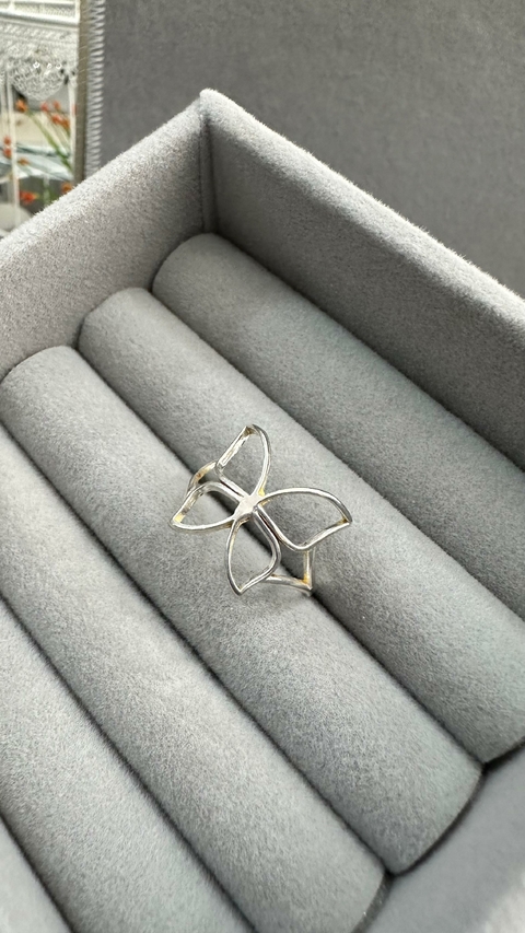 Anel Prata Italiana 925 Borboleta Vazada