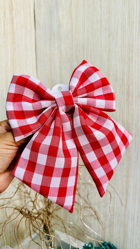 Presilha Laço Xadres - Vermelha