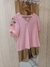 Blusa Manga Bordada Gola V - Rosa Bebê