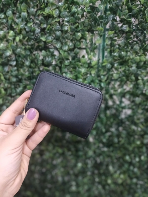 Porta Moedas Preto Zíper Dourado