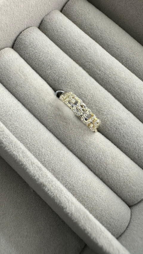 Anel SemiJoia Dourado Jesus Cravejado Zircônia