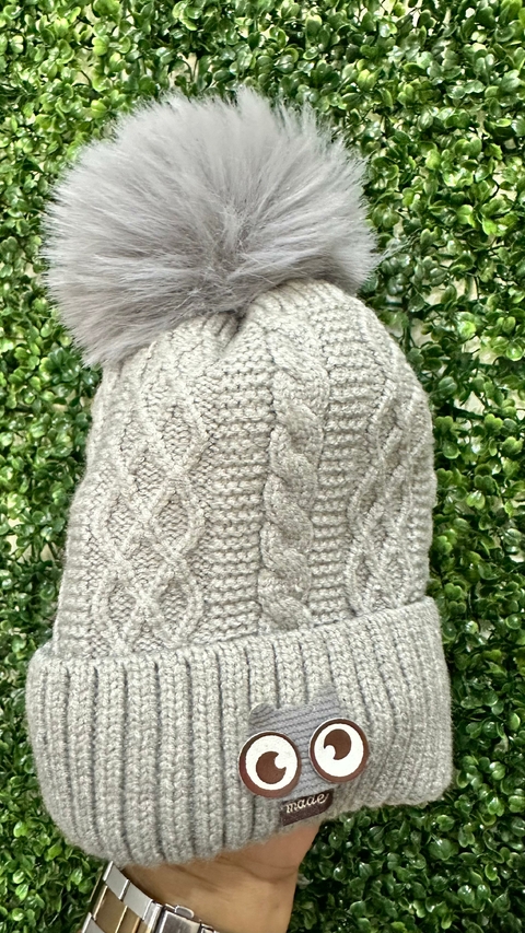 Touca PomPom Infantil - Cinza