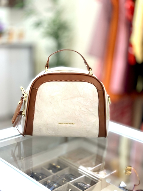 Bolsa Lateral Pavão de Ouro - Branca e Marrom 6896