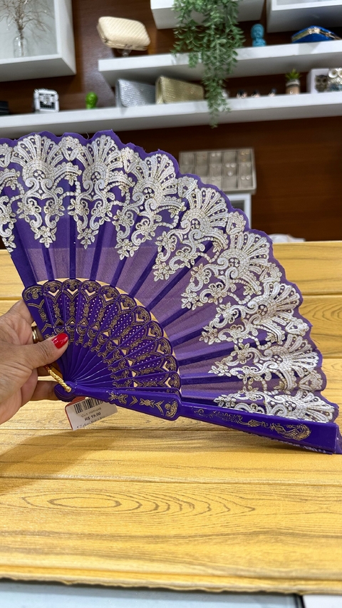 Leque Estampado Roxo - 5495