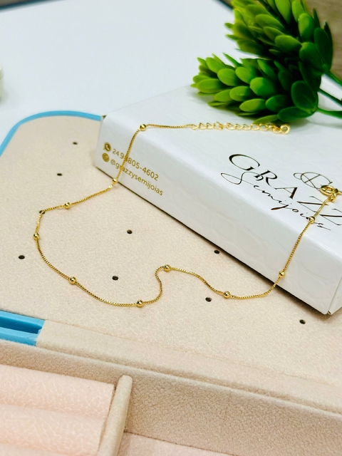 Tornozeleira SemiJoia Dourado Bolinha