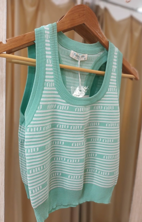 Blusa Cropped Modal - Verde Listrado