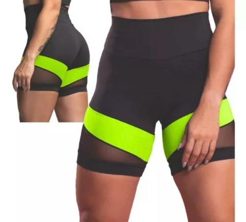 Short Academia Tule Preto - Verde