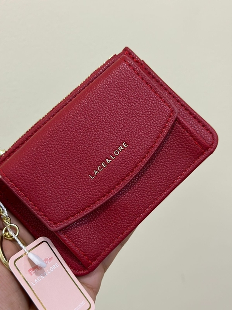Carteira Lace&Lore com Porta Moeda e Porta Cartão Estampada - Vermelha 6244