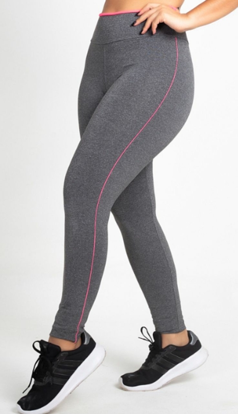 Calça Legging Academia Linha - Cinza e Rosa