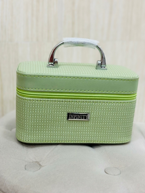 Frasqueira Necesserie Infinity Verde Prata com Espelho P