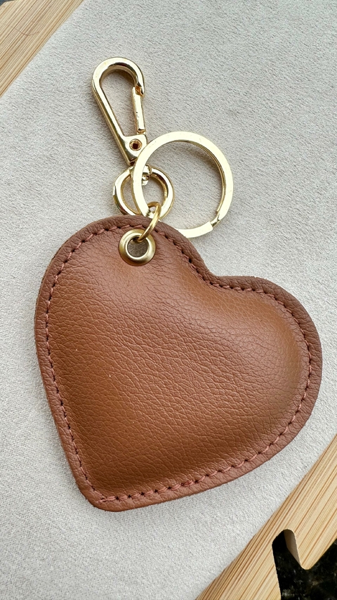 Chaveiro Coração 100% Couro Marrom