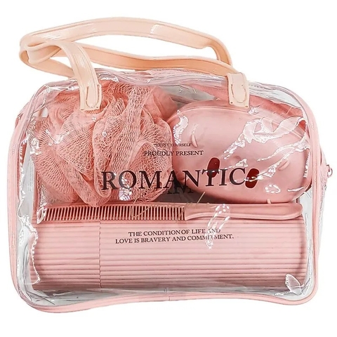 Kit Viagem Viajar é Viver Porta Cosmético - Rosa