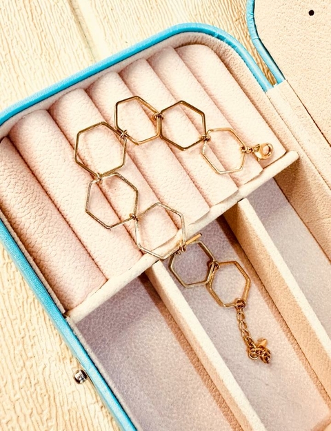 Pulseira SemiJoia Dourada Hexágono