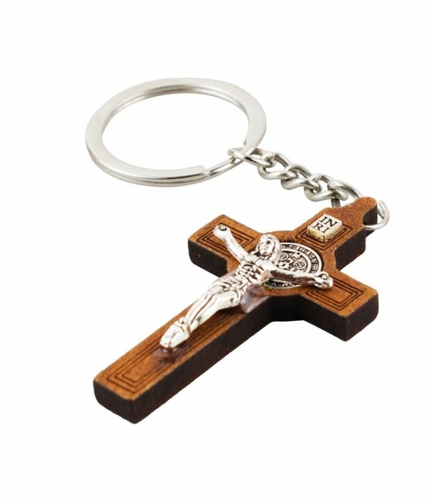 Chaveiro Prata Crucifixo Jesus Cristo