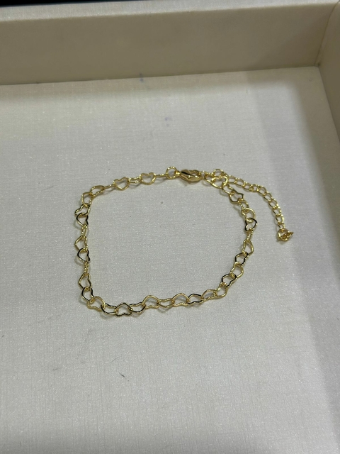 Pulseira SemiJoia Dourada Corações - 6524
