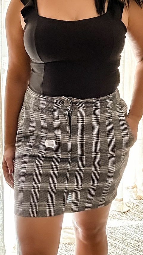 Saia Tubinho Xadrez - Cinza