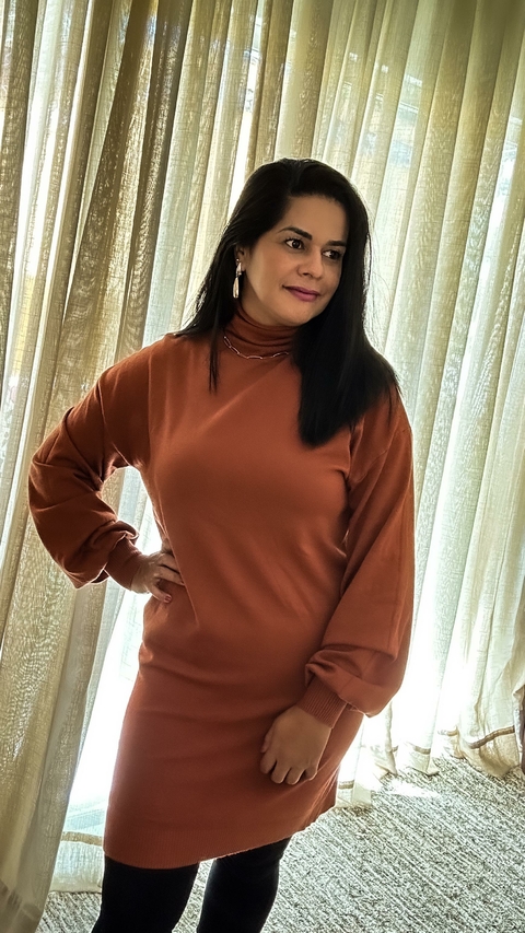 Poncho Tricot Modal - Marrom