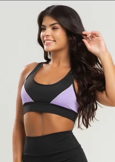 Top Cropped Academia - Preto e Lilás