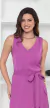 VESTIDO MILAN DETALHE PESPONTO DECOTE V RECORTE FRONTAL PASSANTE COM FAIXA E BOLSOS - Fúcsia 5719 - Grazzy Moda e Acessórios