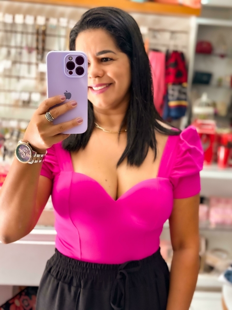 Body Poliamida Manga Princesa - Rosa Pink