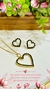 Conjunto Brinco com Colar Folheado Dourado Strass Preto Coração - 3867 - comprar online